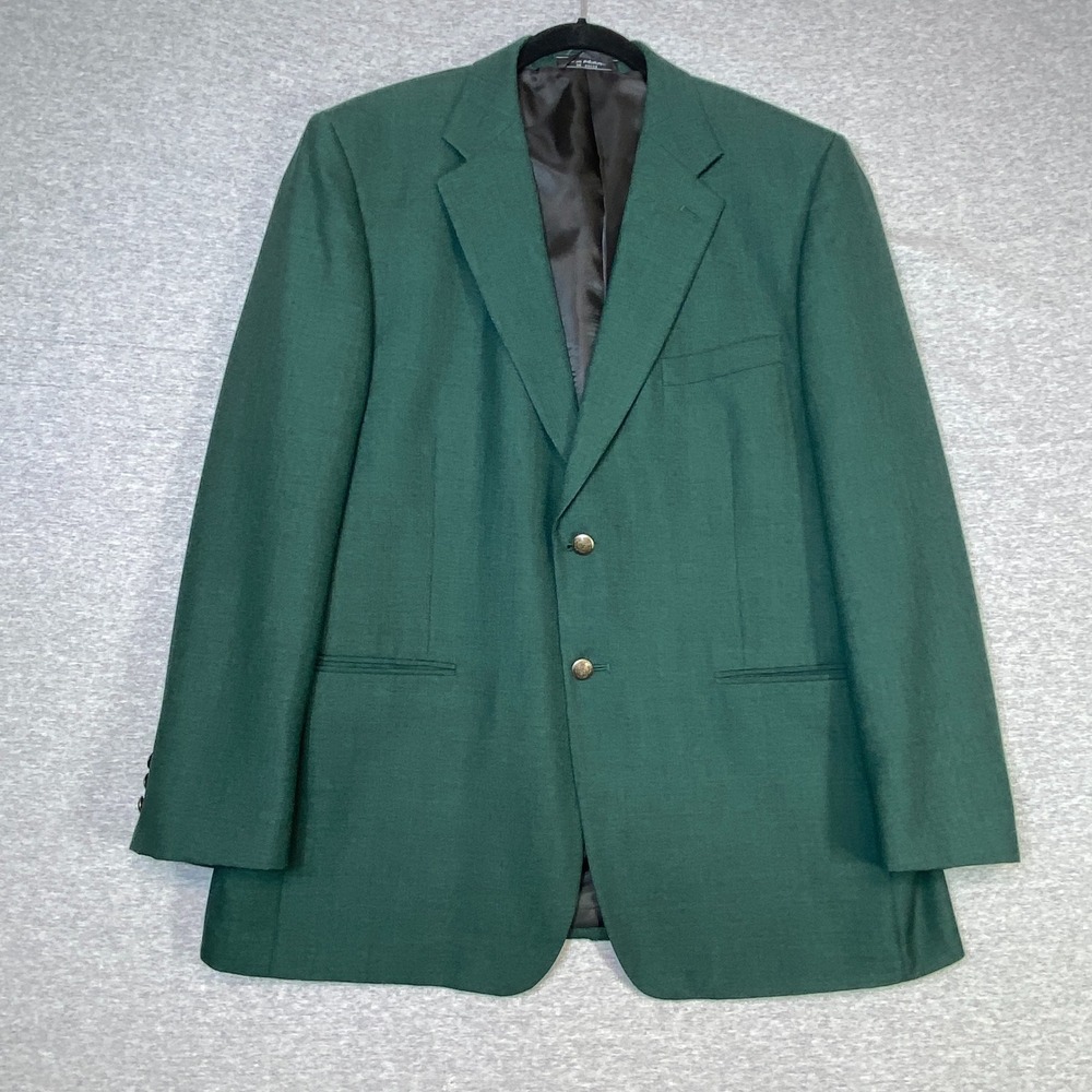 Meeting Street Mens 44R Green Wool Blend Blazer Sport Coat Gold Buttons